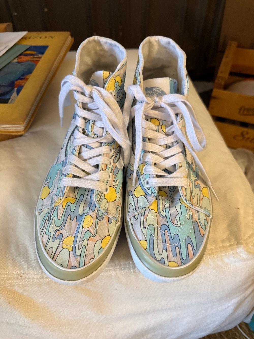 Vans Blue and Yellow Patterned Sneakers *NWOT